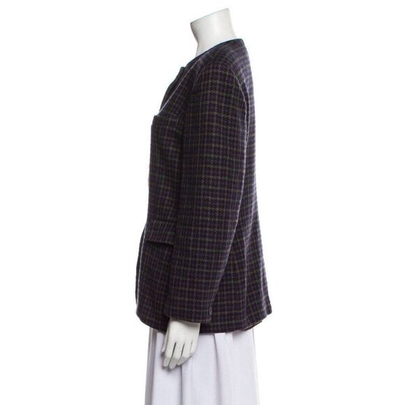 Christian Dior Authentic Black Purple Wool Long Sleeve Blazer Jacket 10 Medium - Picture 2 of 9